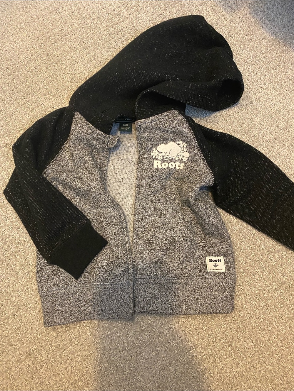 Roots Kids Heather Black & Gray Zip Hoodie